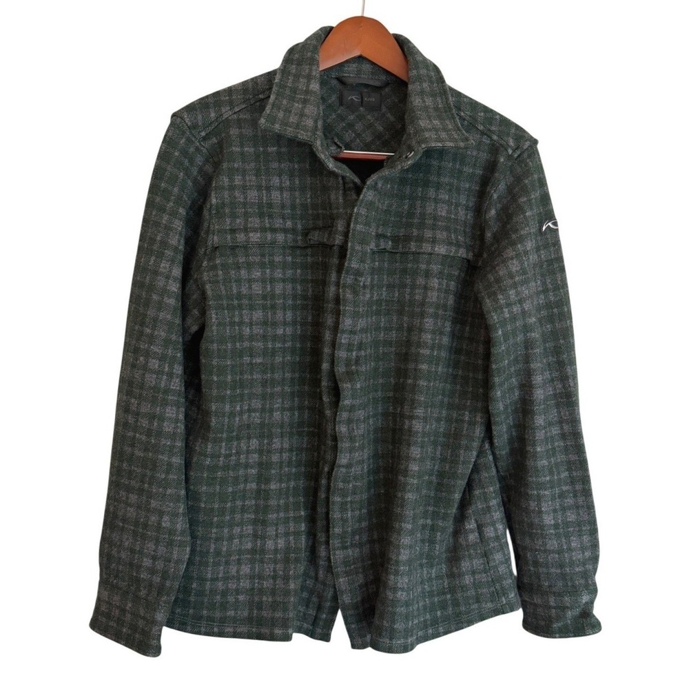 KJUS Yellowstone Shirt Jacket Mens Large Green Plaid Wool Blend EU 56